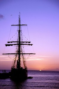 Soren Larsen moored at Bonaire